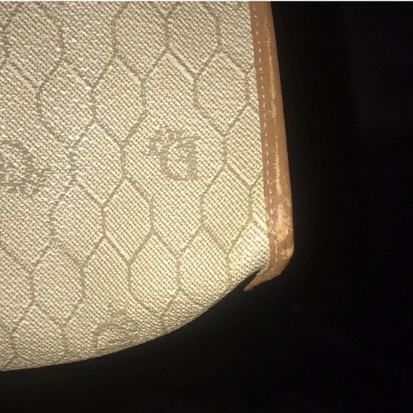 DIOR Vintage Honeycomb Zip Pouch Clutch Bag Monogram Tan - Picture 11 of 11
